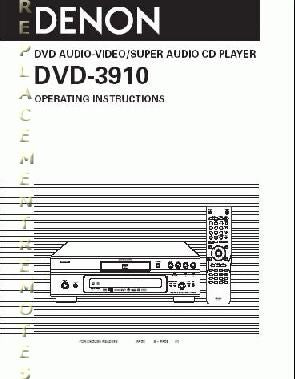 Denon DVD3910 DVD3910S DVD Player Operating Manual