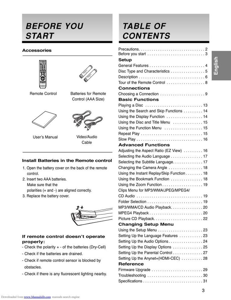 Samsung DVD1080P8 DVD Player Operating Manual