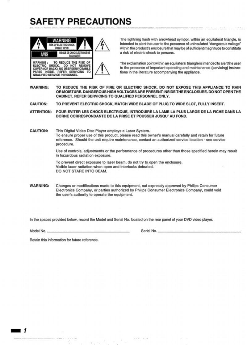 Philips DVD840 DVD840/871 DVD Player Operating Manual