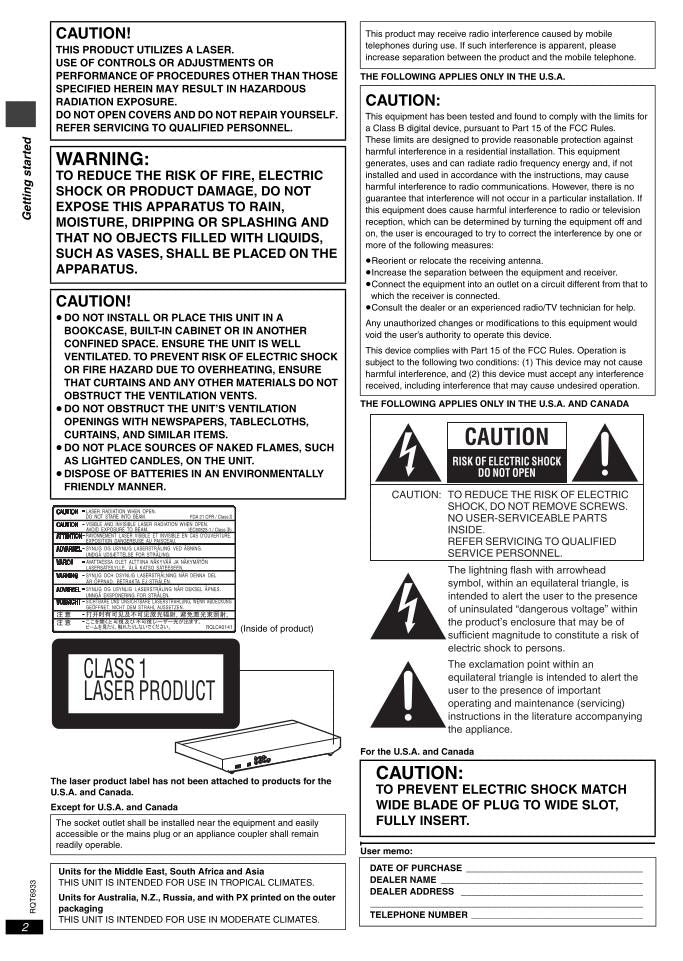 Panasonic DVDS31 DVDS35 DVDS35A DVD Player Operating Manual