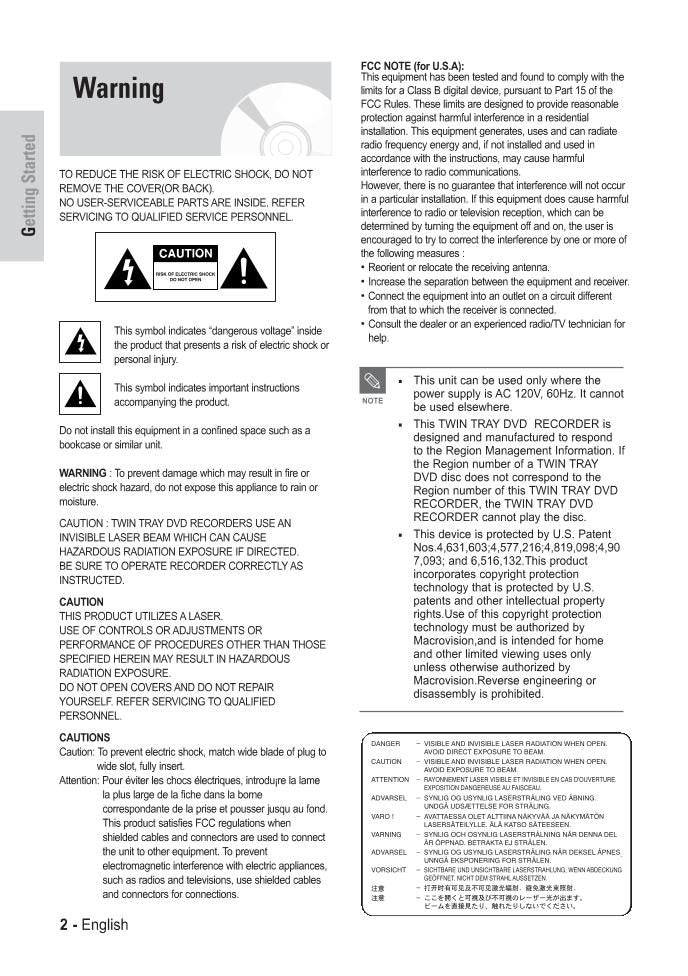 Samsung DVDTR520 DVDTR520/XAA DVD Player Operating Manual