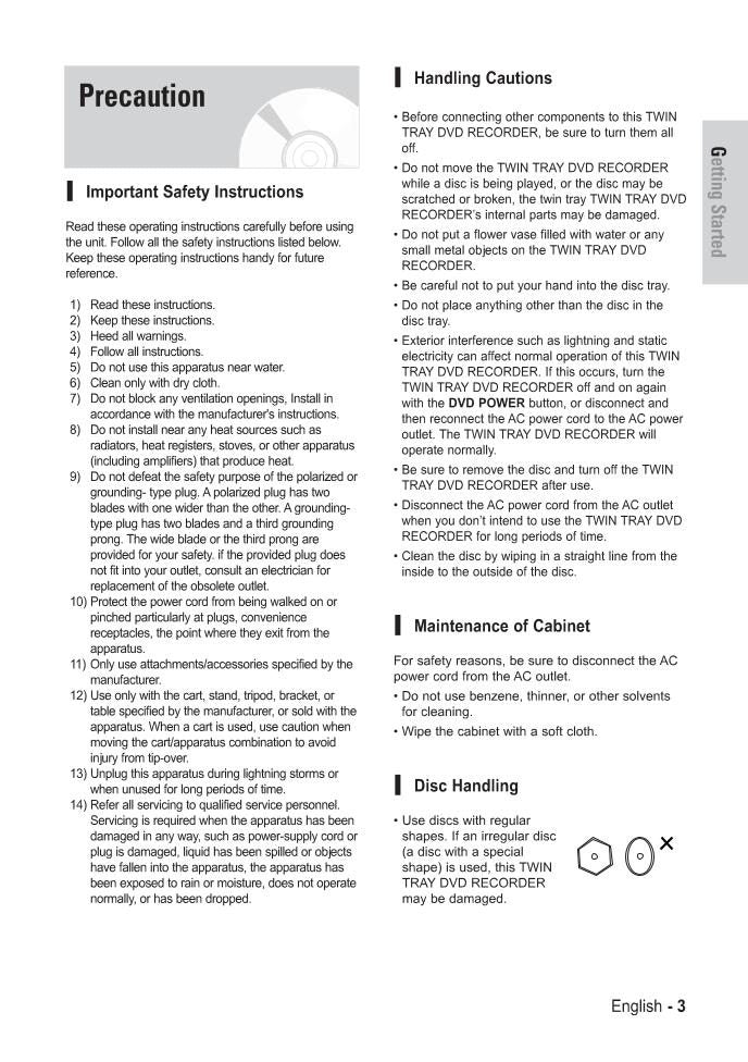 Samsung DVDTR520 DVDTR520/XAA DVD Player Operating Manual