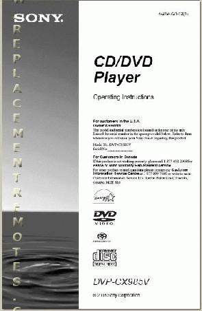 Sony DVPCX985V DVD Player Operating Manual