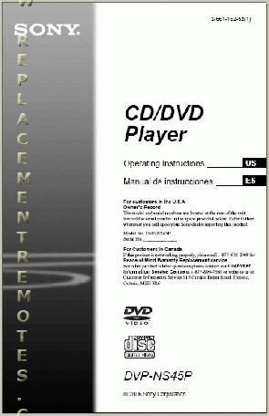 Sony DVPNS45P DVD Player Operating Manual