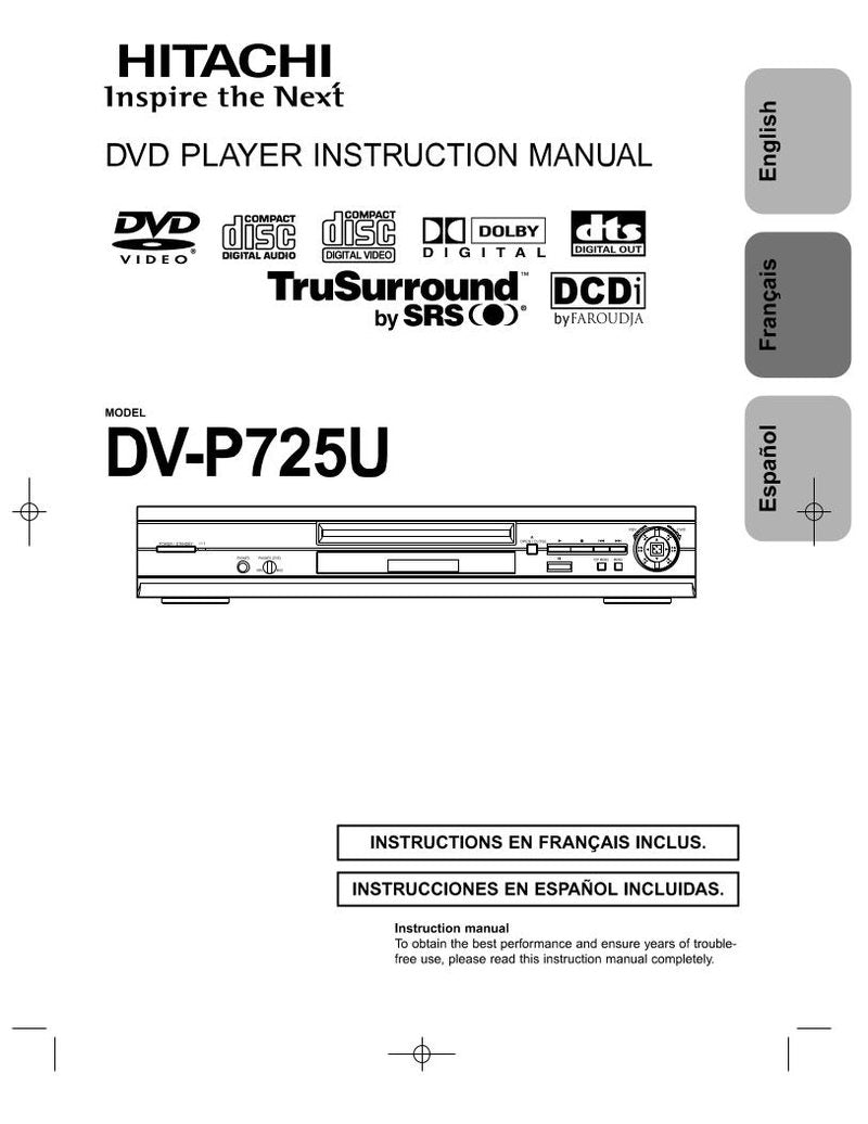 Hitachi DVP725U DVD Player Operating Manual