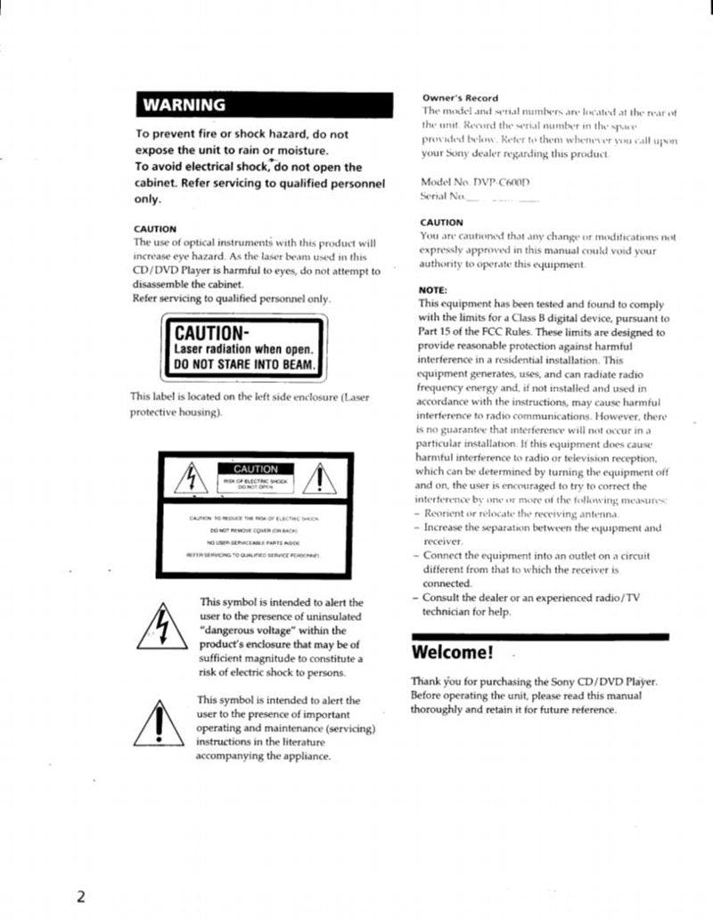 Sony DVPC600D DVD Player Operating Manual