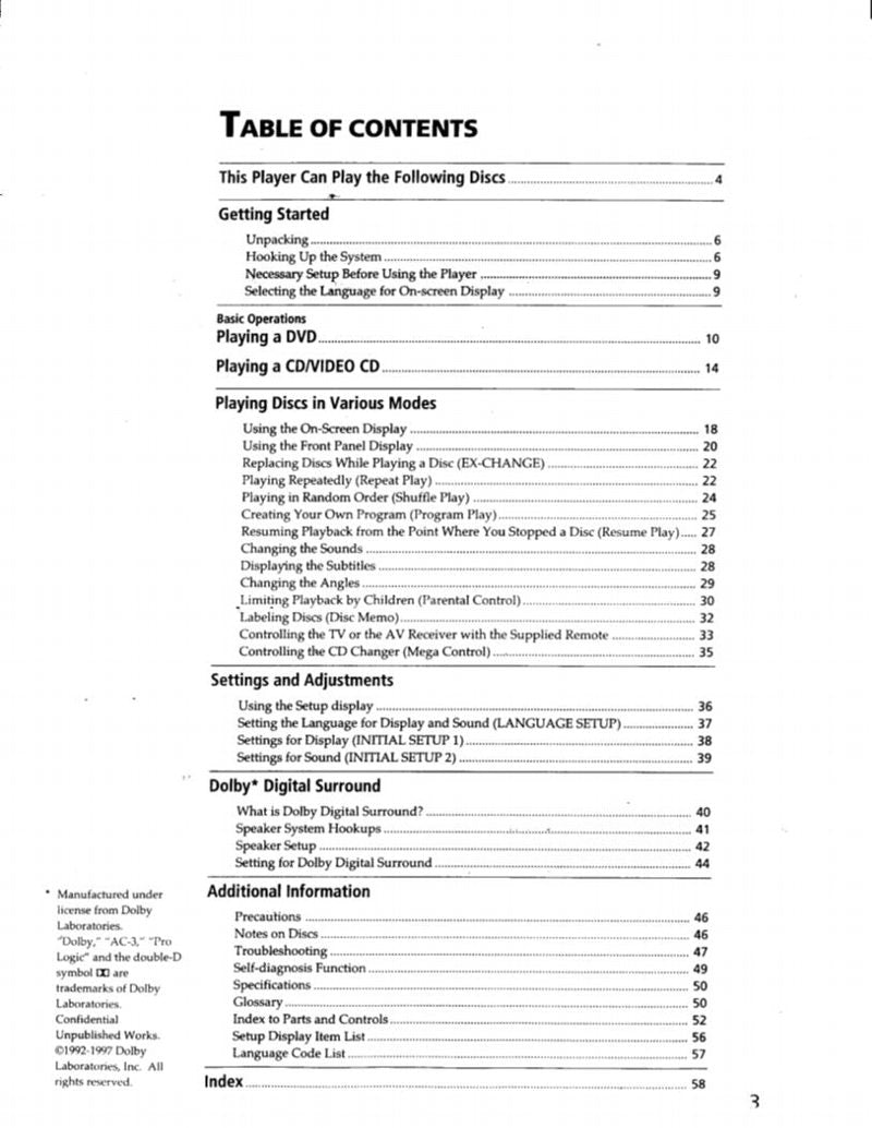 Sony DVPC600D DVD Player Operating Manual