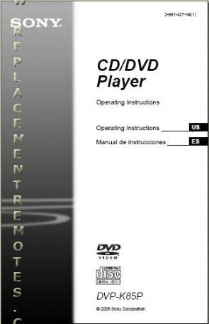 Sony dvpk85p CD Player Operating Manual