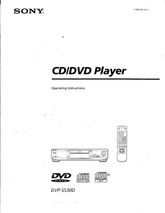 Sony DVPS530D DVPS533D DVD Player Operating Manual