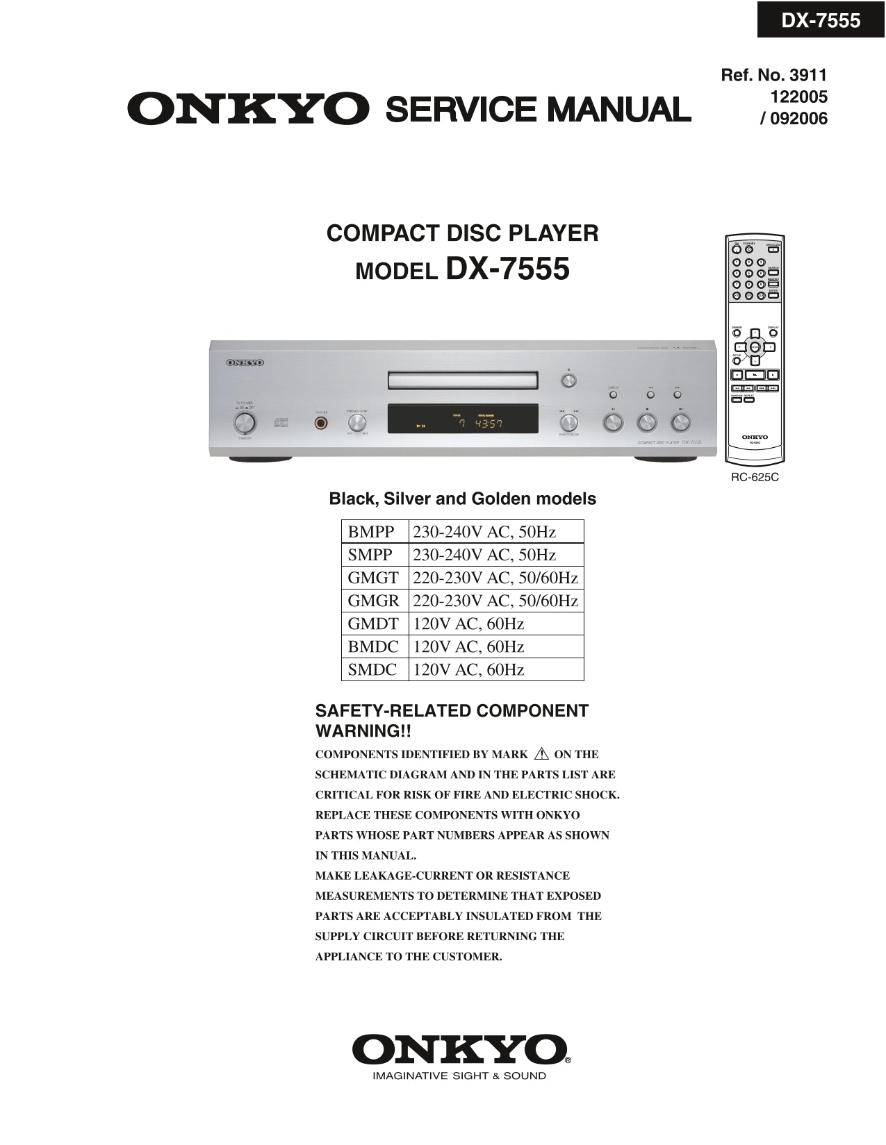 Onkyo DX-7555 CD Player Service Manual (Pages: 31)