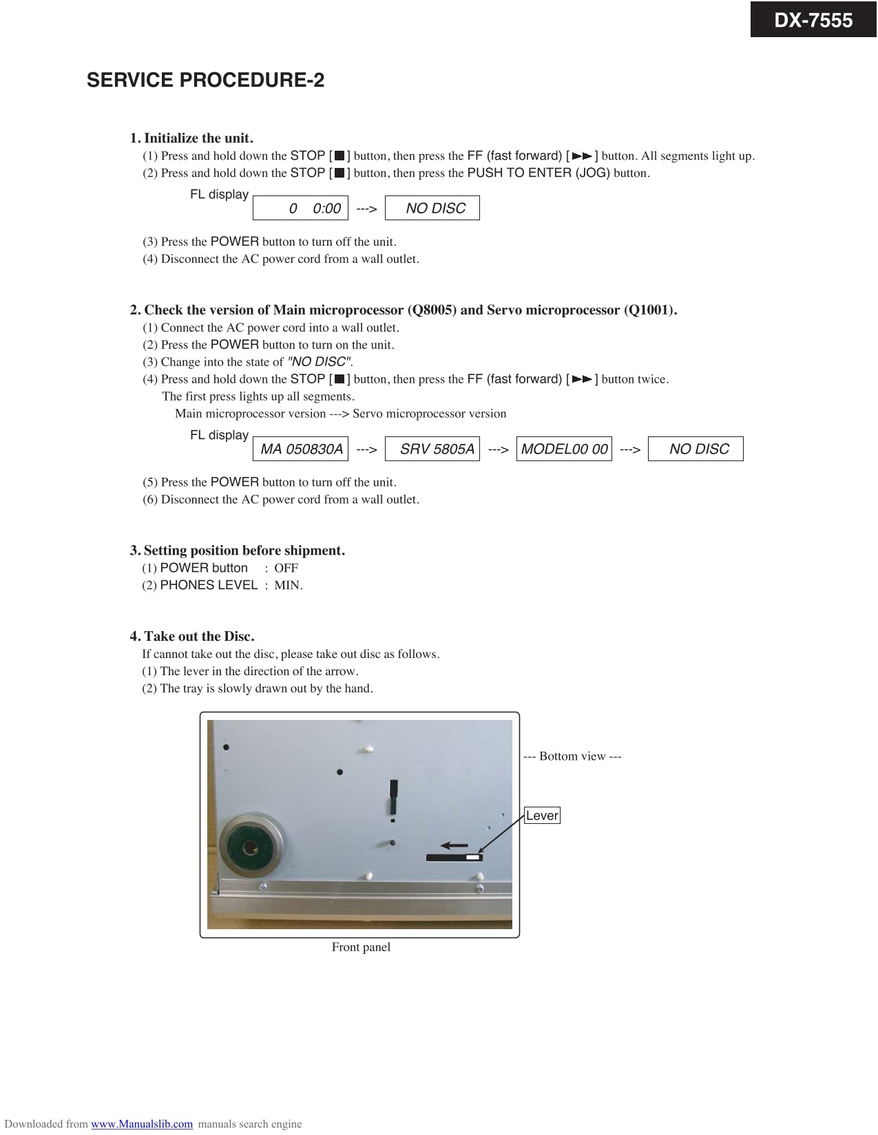 Onkyo DX-7555 CD Player Service Manual (Pages: 31)