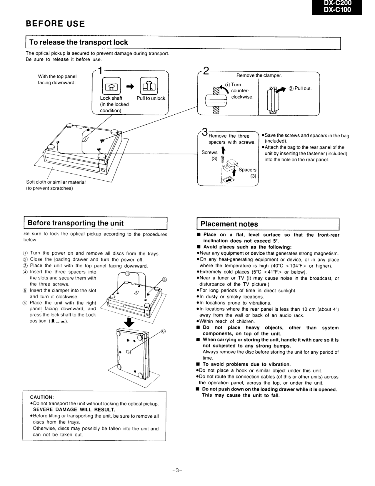 Integra DX-C100 & DX-C200 CD Player Service Manual (Pages: 18)