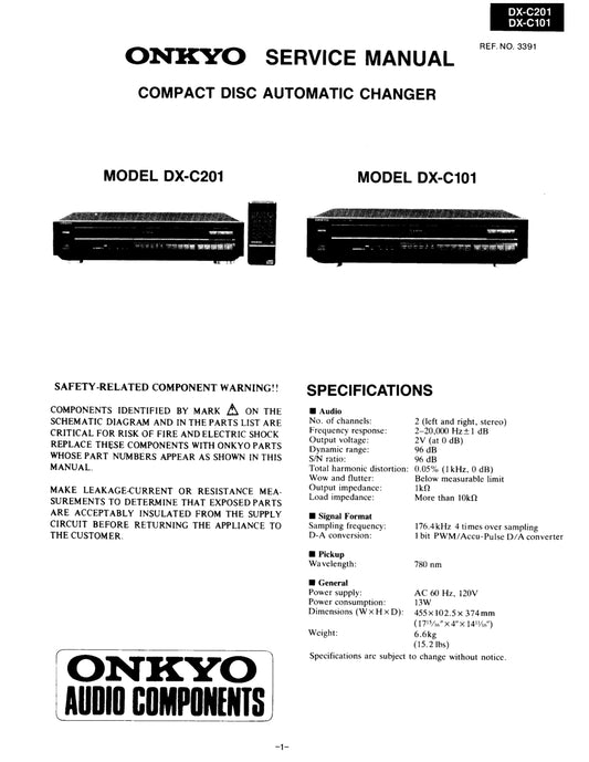 Onkyo DX-C201 CD Player/ Changer Service Manual (Pages: 29)