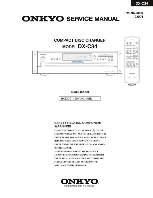 Onkyo DX-C34 CD Player Service Manual (Pages: 66)