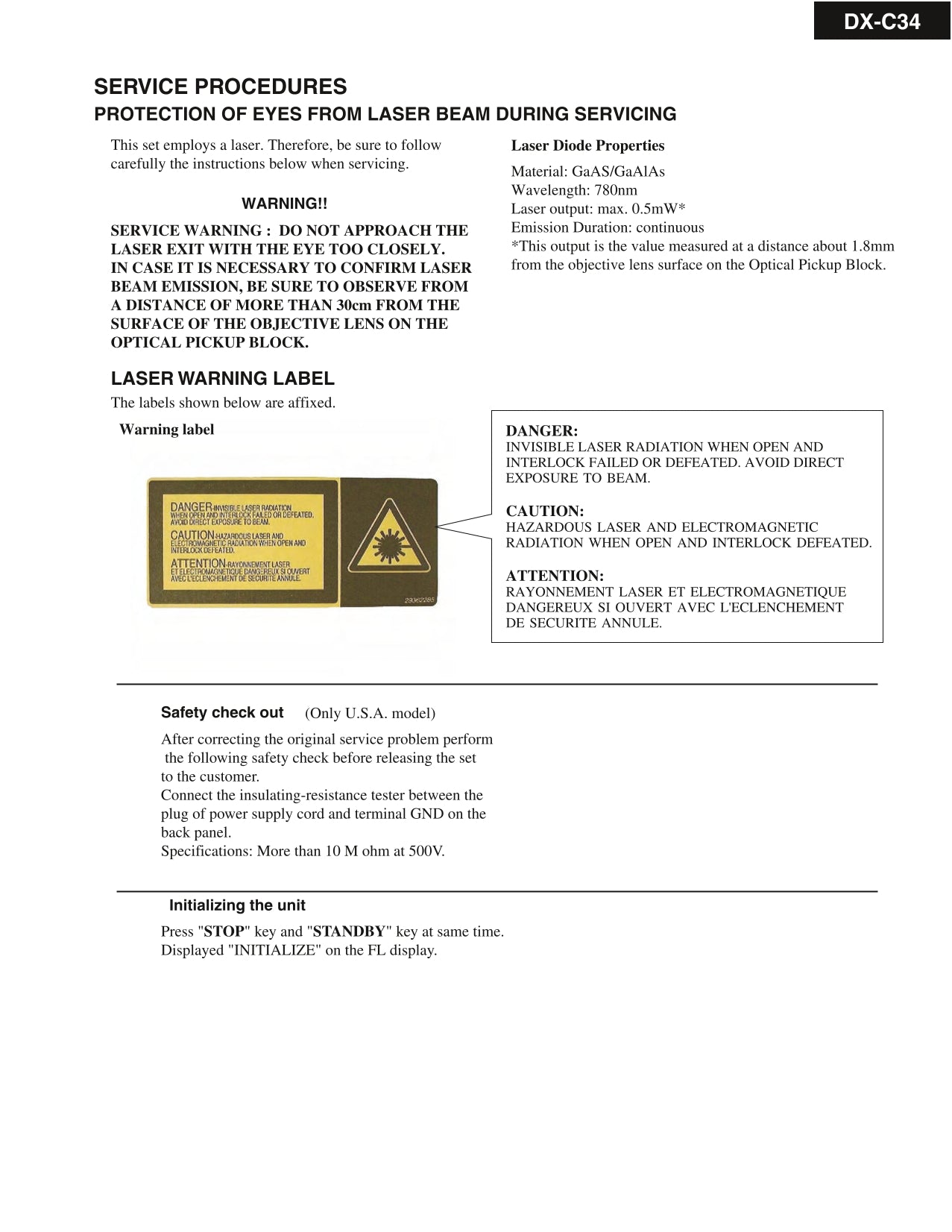 Onkyo DX-C34 CD Player Service Manual (Pages: 66)