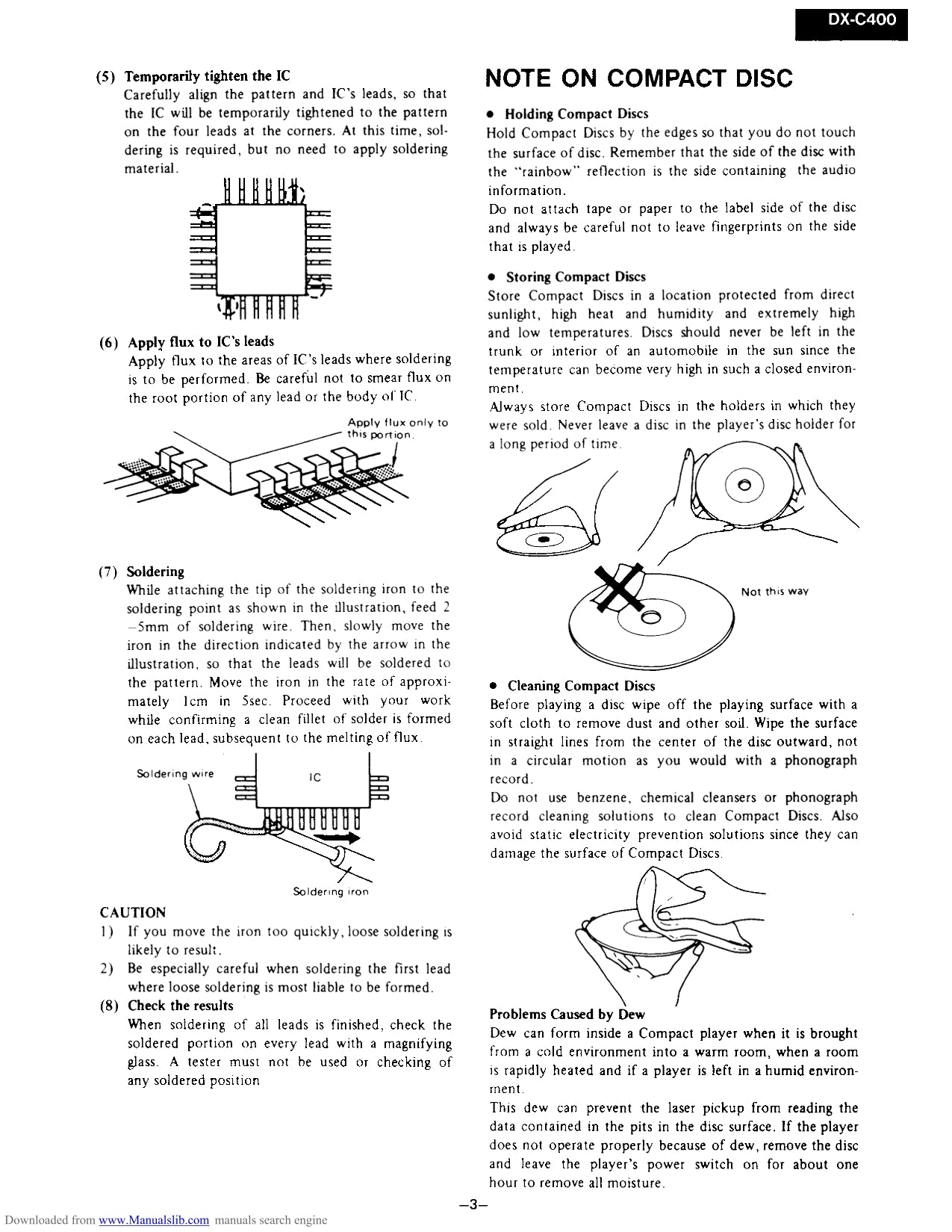 Onkyo DX-C400 CD Player/ Changer Service Manual (Pages: 36)