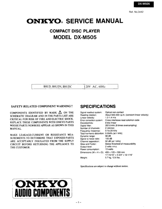 Onkyo DX-M505 CD Player Service Manual (Pages: 24)