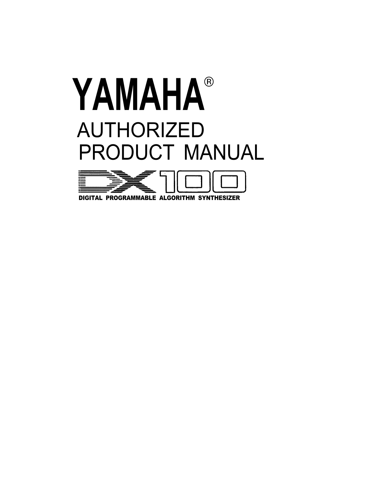 Yamaha DX100 Algorithm Synthesizer Owner/ User Manual (Pages: 61)