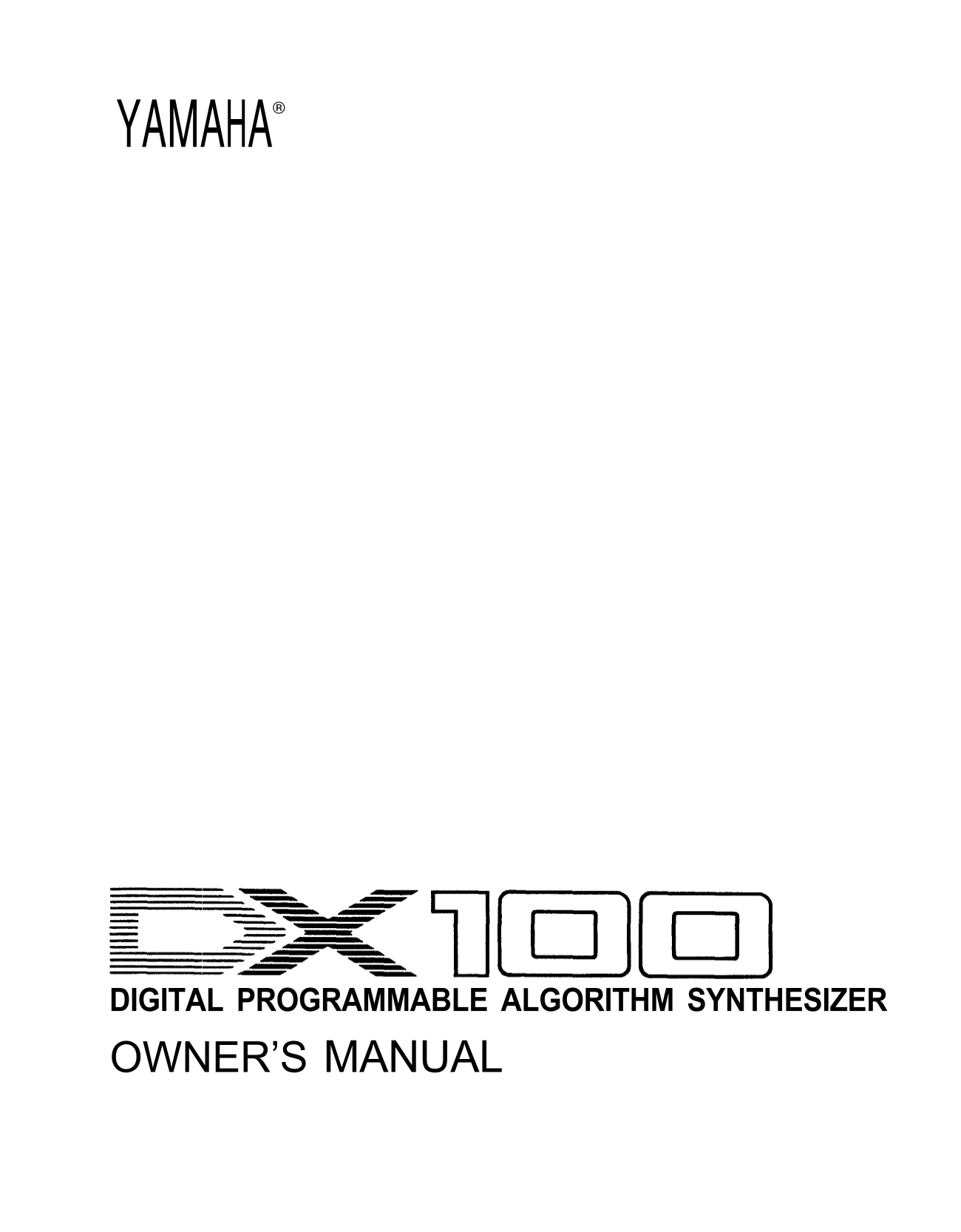 Yamaha DX100 Algorithm Synthesizer Owner/ User Manual (Pages: 61)