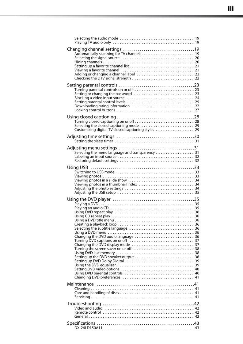 Dynex DX26LD150A11 DX26LD150A11A DX26LD150A11B TV Operating Manual