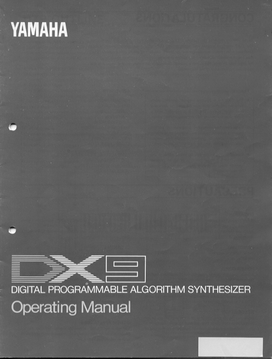 Yamaha DX9 Algorithm Synthesizer Owner/ User Manual (Pages: 36)