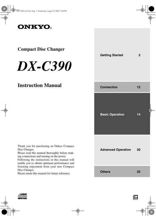 Onkyo DXC390 Audio/Video Receiver Operating Manual