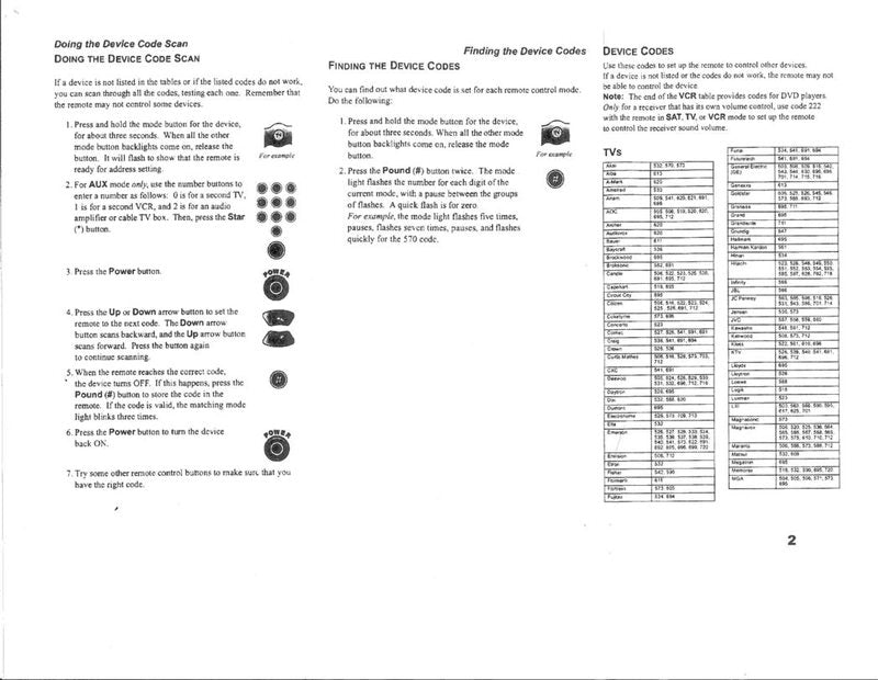 JVC Dish- Universal Remote Control Operating Manual