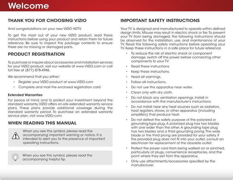 Vizio E241iA1 TV Operating Manual