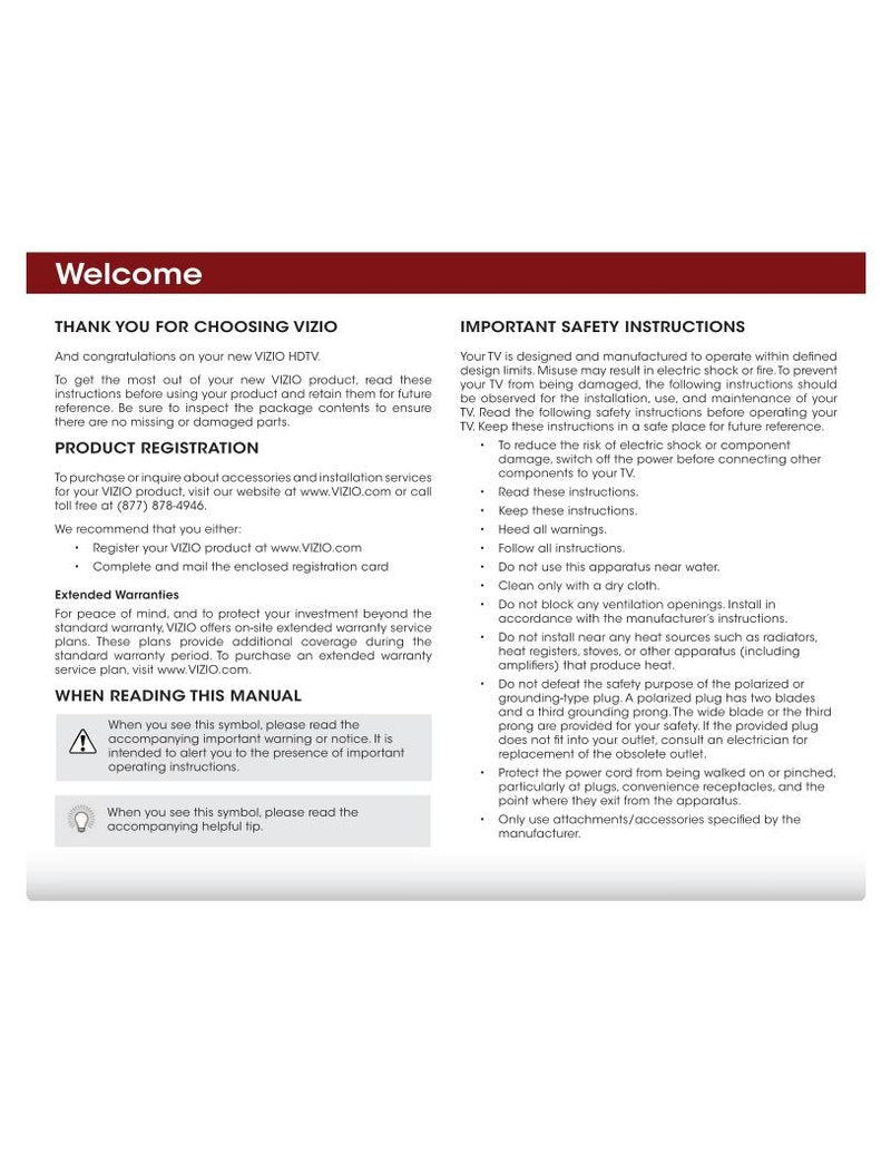 Vizio E320B0 TV Operating Manual