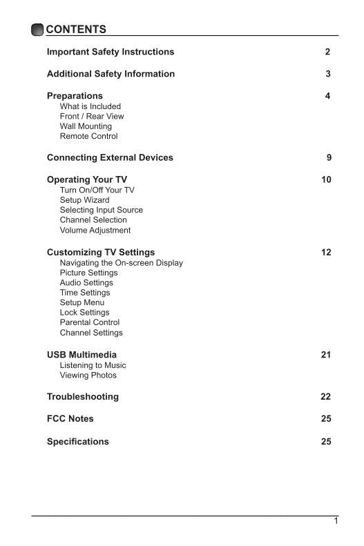 Element ELCFW329 TV Operating Manual