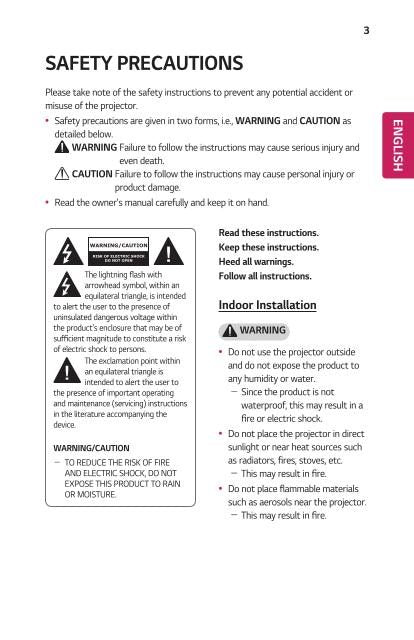 LG PF50KA Projector Operating Manual