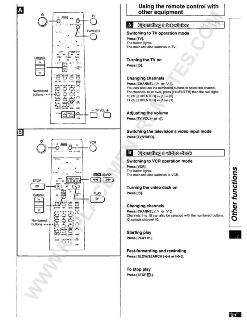 Panasonic EUR7502X10 Codes  Instructions Audio System Operating Manual