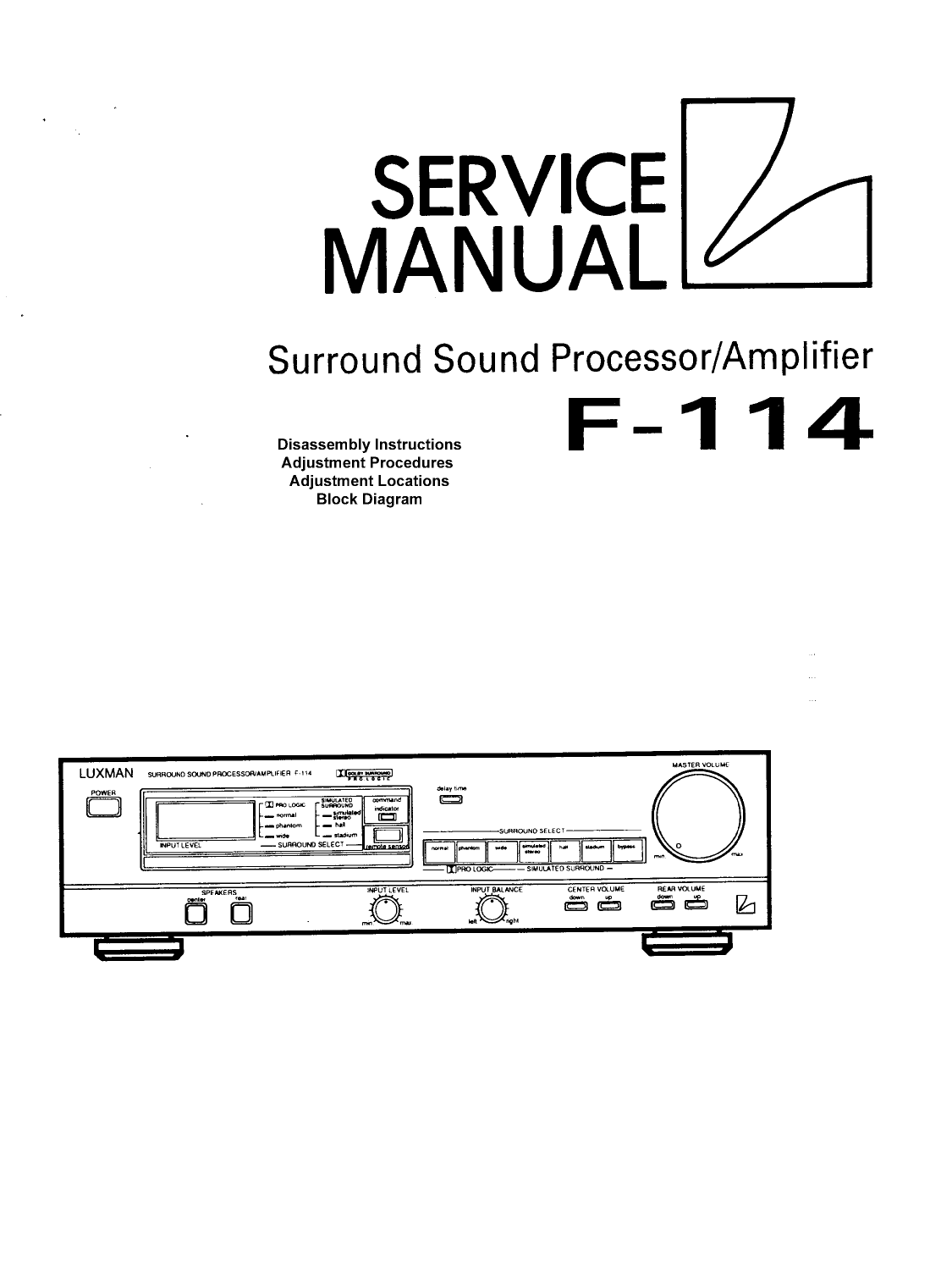 Luxman F-114 Surround Sound Processor/ Amplifier Service Manual (Pages: 9)