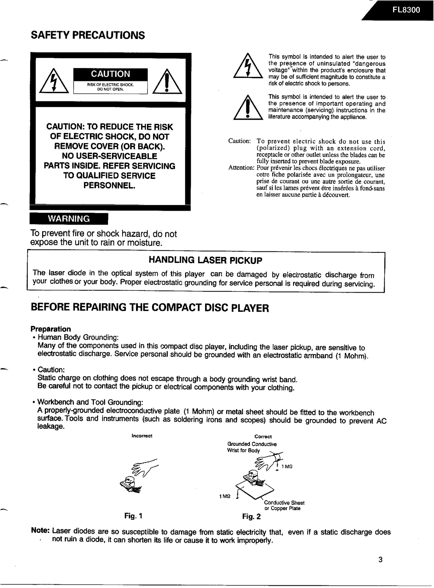 Harman/ Kardon FL8300 CD Player Service Manual (Pages: 68)