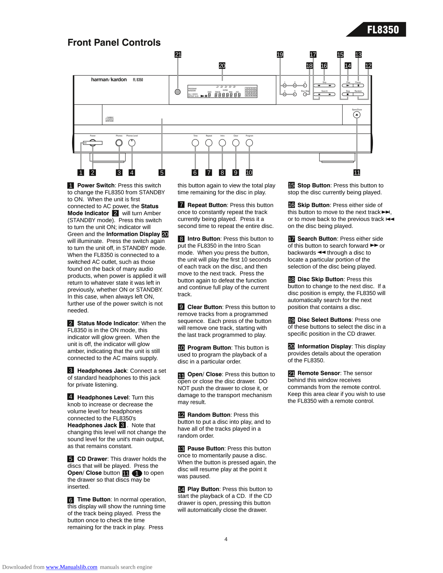 Harman/ Kardon FL8350 CD Player Service Manual (Pages: 111)