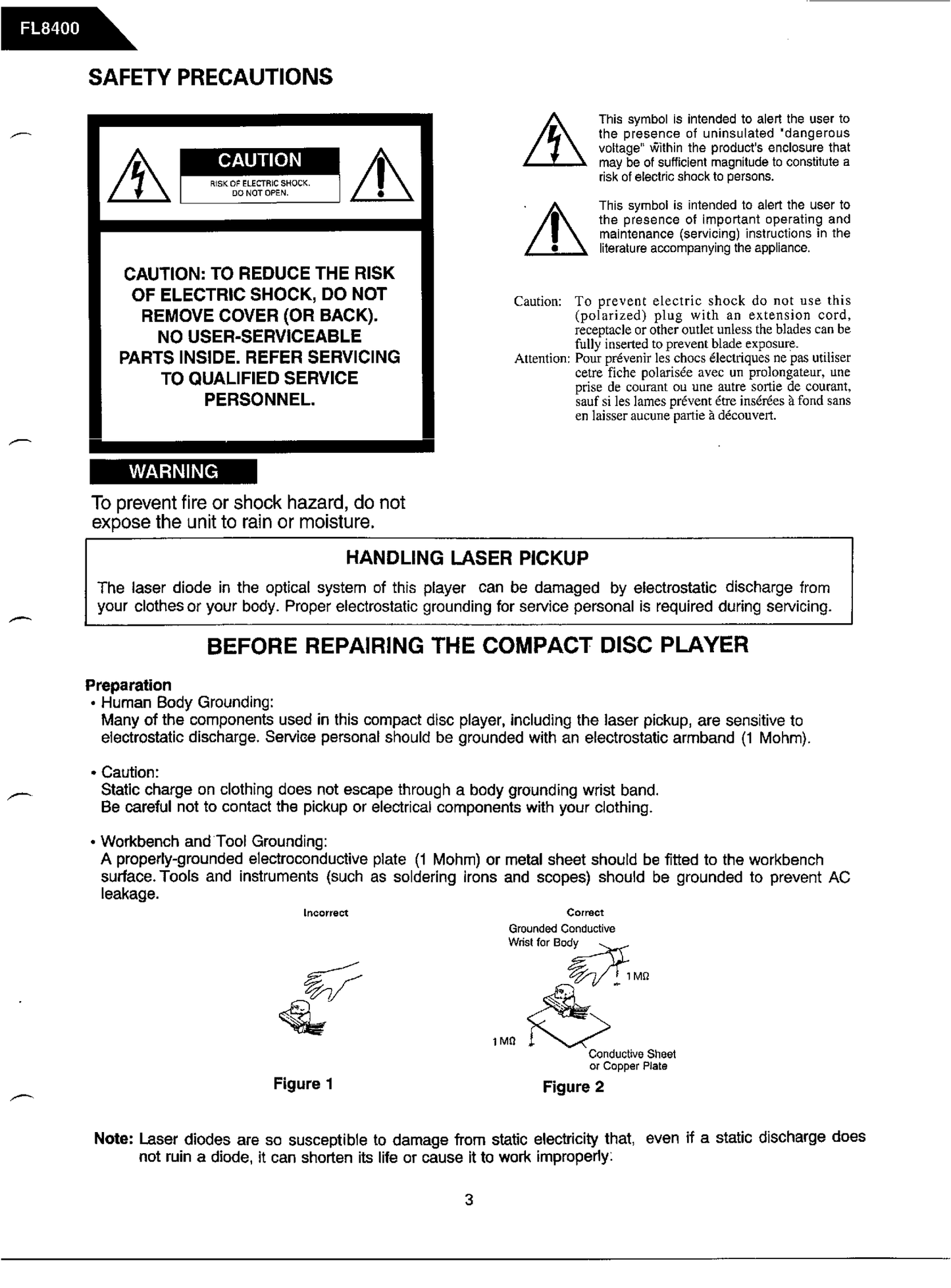 Harman/ Kardon FL8400 CD Player/ Changer Owner & Service Manual (Pages: 96)