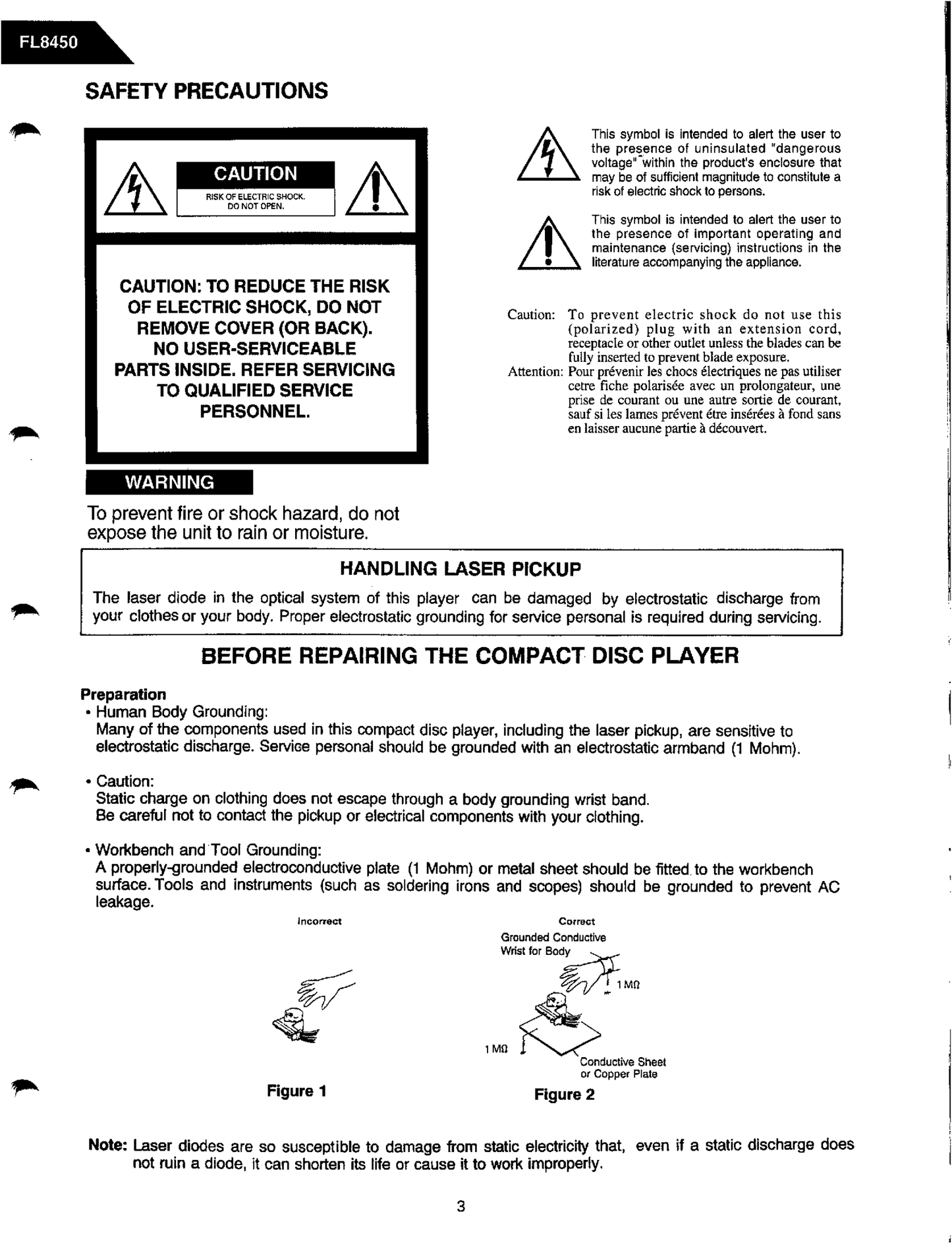 Harman/ Kardon FL8450 CD Player/ Changer Owner & Service Manual (Pages: 97)