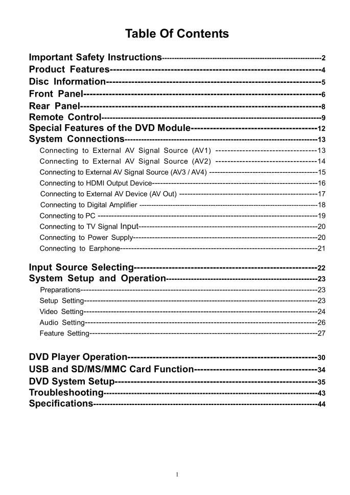 Audiovox FPE3206DVOM TV Operating Manual