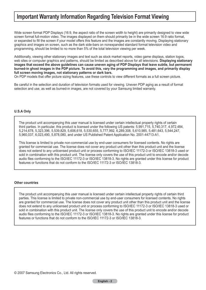 Samsung CL34M9P FPT5084 FPT5884 TV Operating Manual