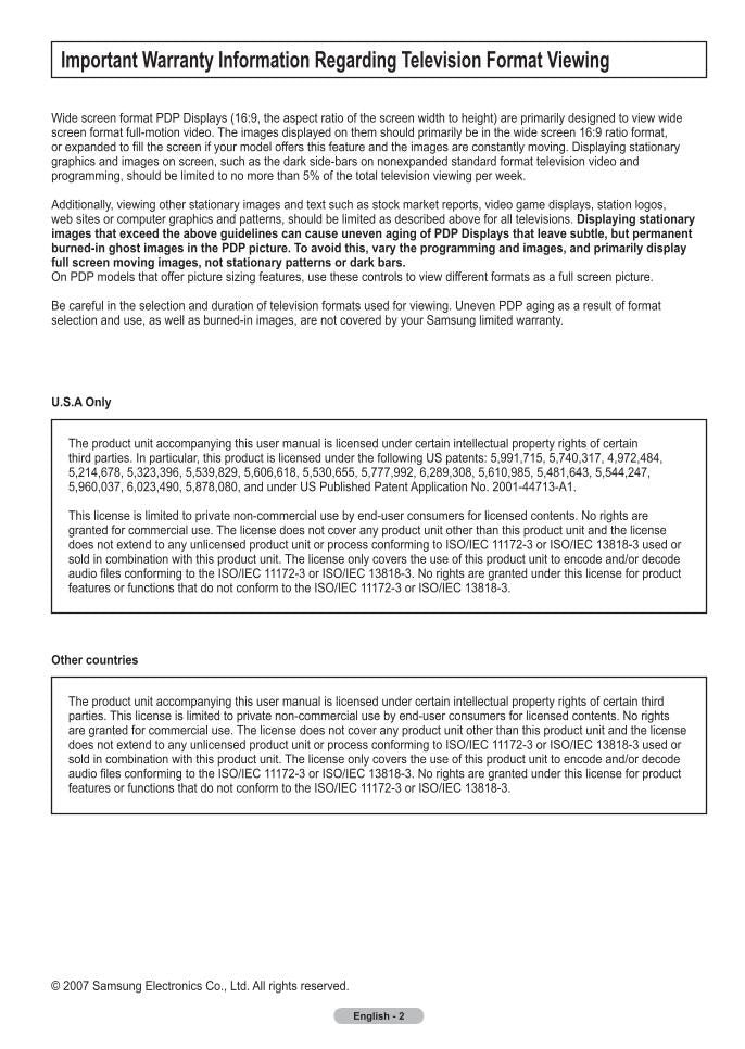 Samsung CL34M9P FPT5084 FPT6374 TV Operating Manual