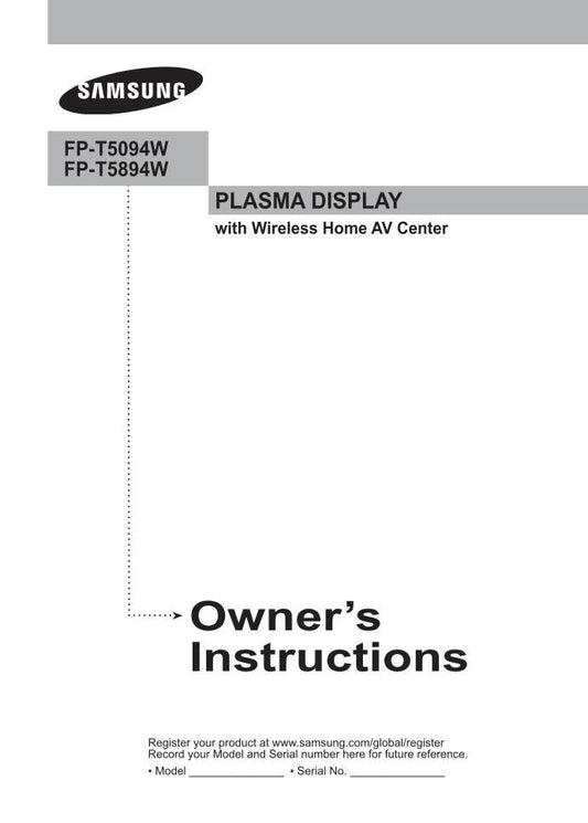 Samsung FPT5094W FPT5894W TXR2035X/XA TV Operating Manual