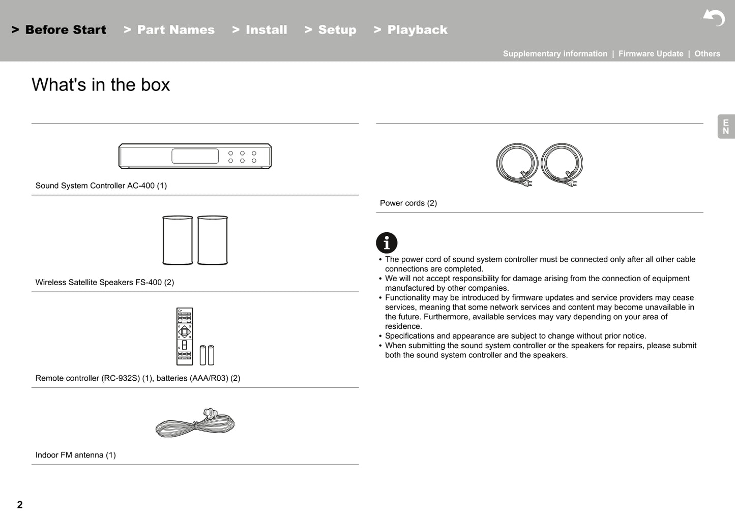 Pioneer FS-W40 Freestyle Sound System Owner/ User Manual (Pages: 59)
