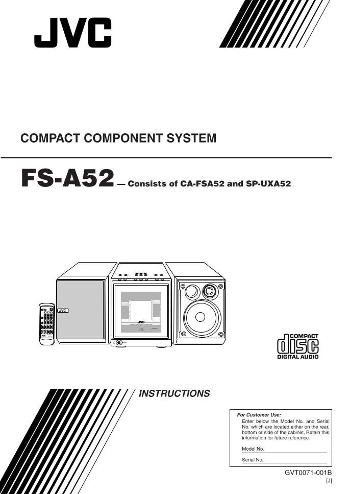 JVC CAFSA52 FSA52 FSA52J Audio System Operating Manual