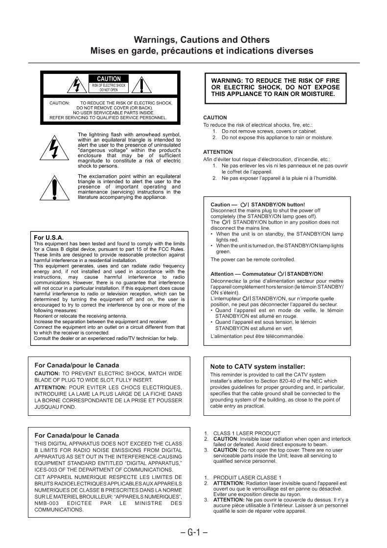 JVC FSP7 Audio System Operating Manual