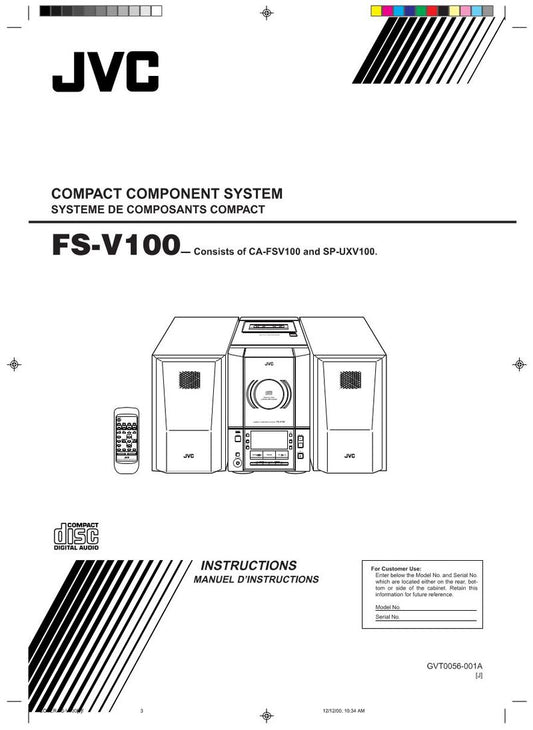 JVC FSV100 CD Player Operating Manual