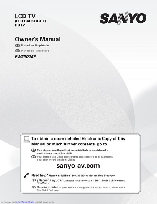 Sanyo FW43D25F TV Operating Manual