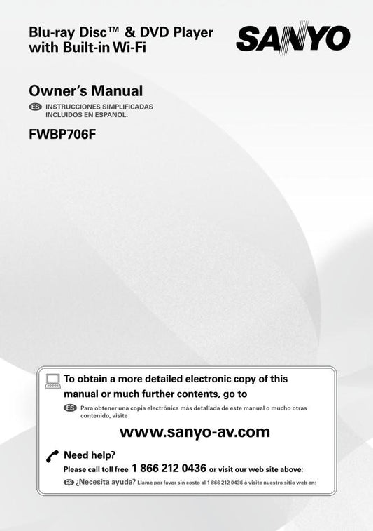 Sanyo FWBP706FA Blu-Ray DVD Player Operating Manual