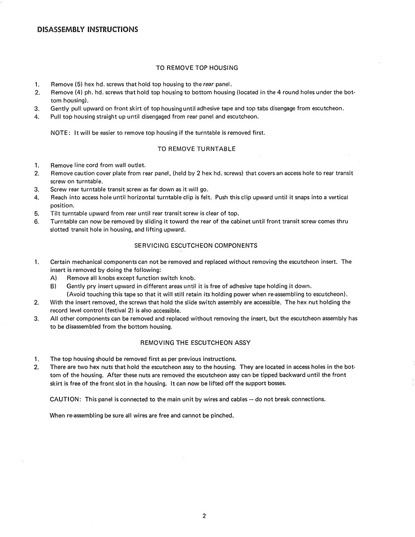 Harman/ Kardon Festival 1 & 2 AM/FM Stereo Control Center Service Manual (Pages: 23)