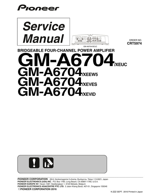 Pioneer GM-A6704 Four-Channel Power Amplifier Service Manual (Pages: 23)