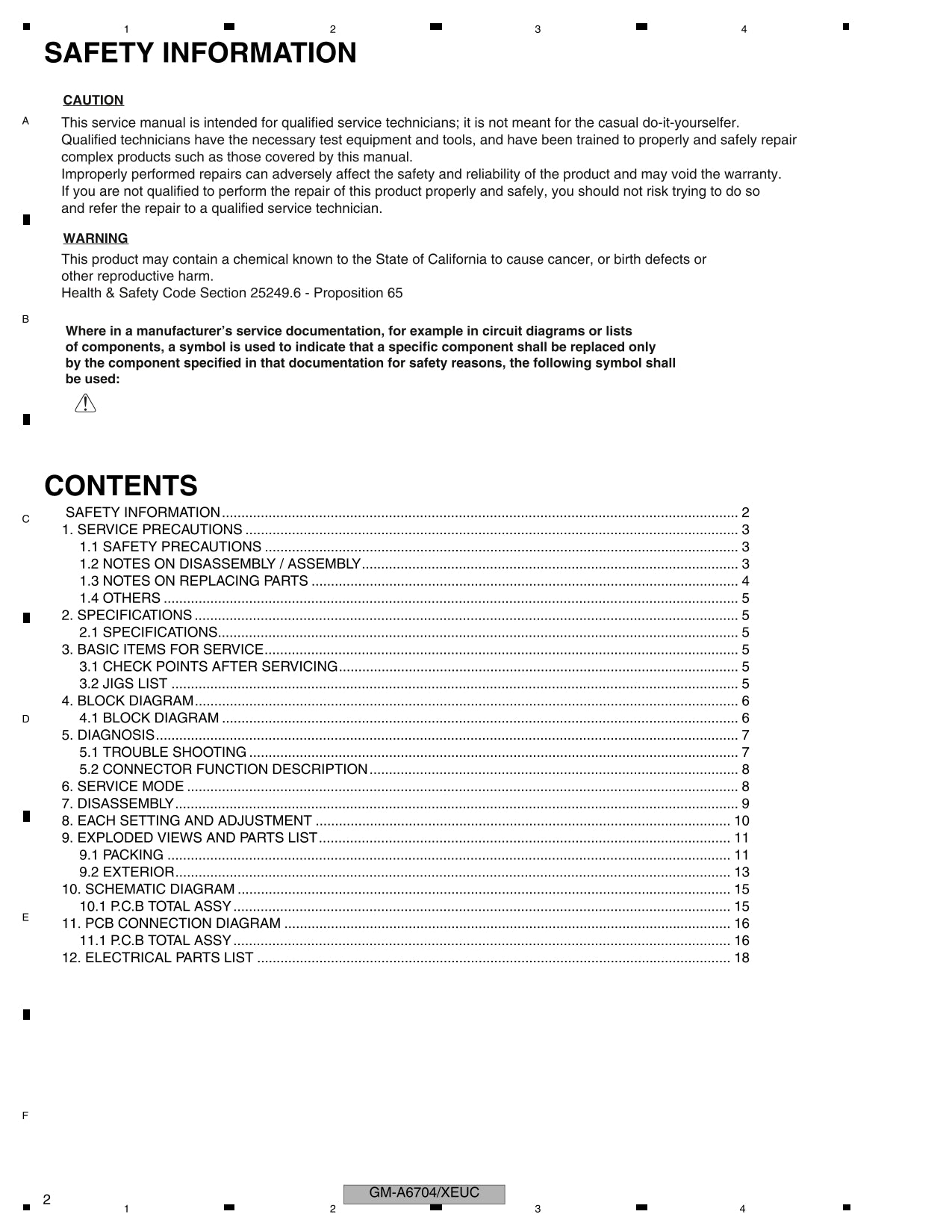 Pioneer GM-A6704 Four-Channel Power Amplifier Service Manual (Pages: 23)